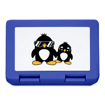 pingouin papa enfant bébé garçon père fils fille f - Boîte à goûter - bleu royal - Devant