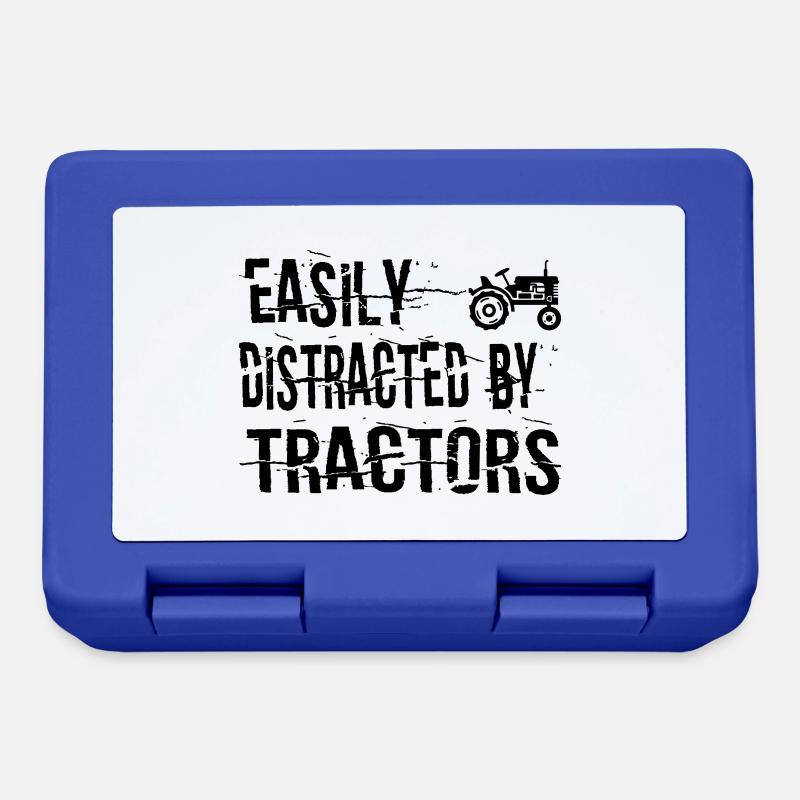 Distracted By Tractor - Lunchbox - royal blue