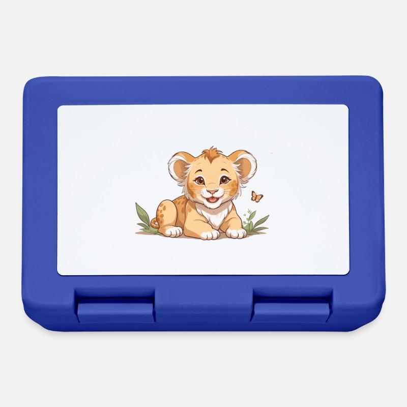 Lionceau avec des papillons - Boîte à goûter - bleu royal
