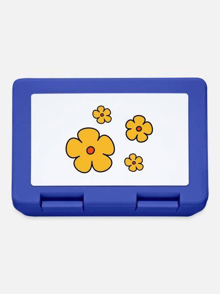 Blumen dreifarbig - Brotdose - Royalblau