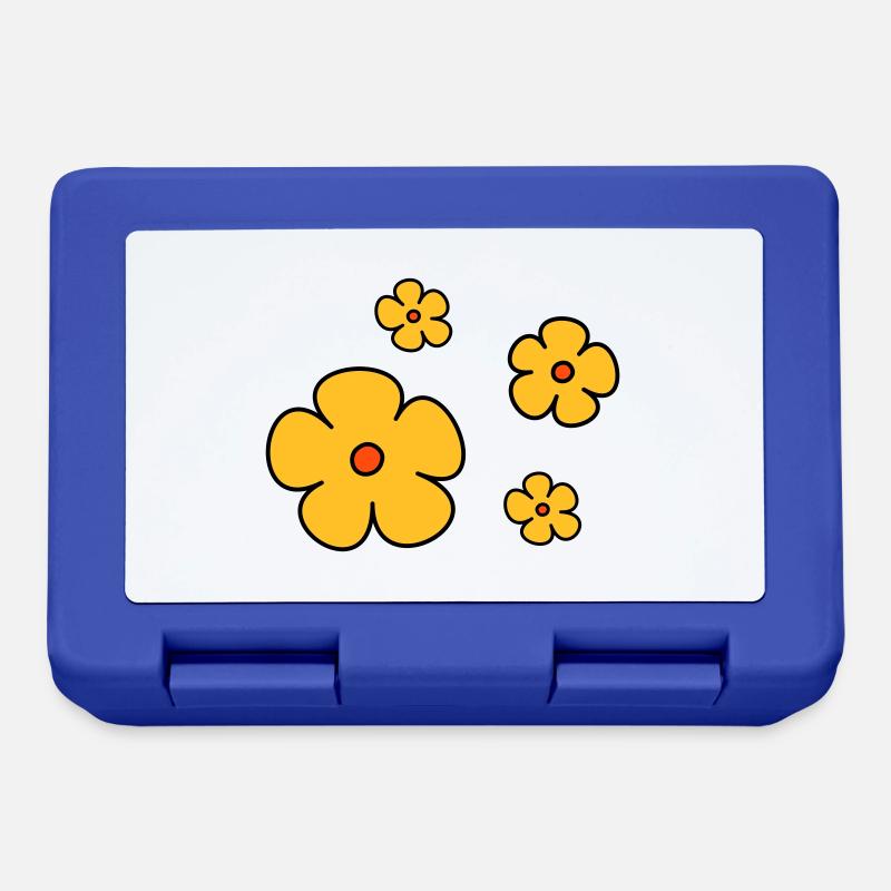 Blumen dreifarbig - Brotdose - Royalblau