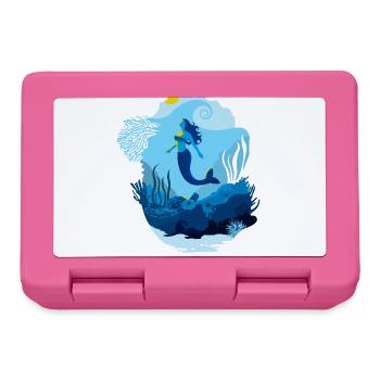 Paysage marin sirène illuminée de soleil tortue - Boîte à goûter - rose - Devant