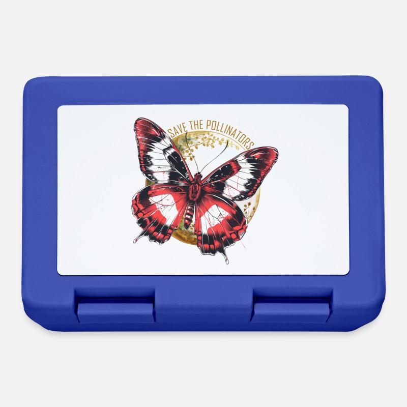 Save the Pollinators - Red Butterfly - Lunchbox - royal blue