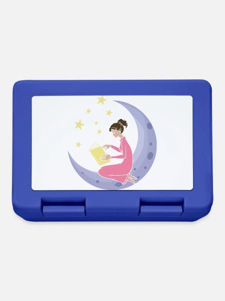 Mond Sterne Mädchen Frau Buch lesen lernen - Brotdose - Royalblau