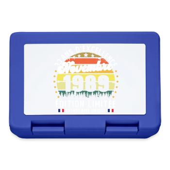 33 Ans Anniversaire Vintage Né en Novembre 1989 - Boîte à goûter - bleu royal - Devant