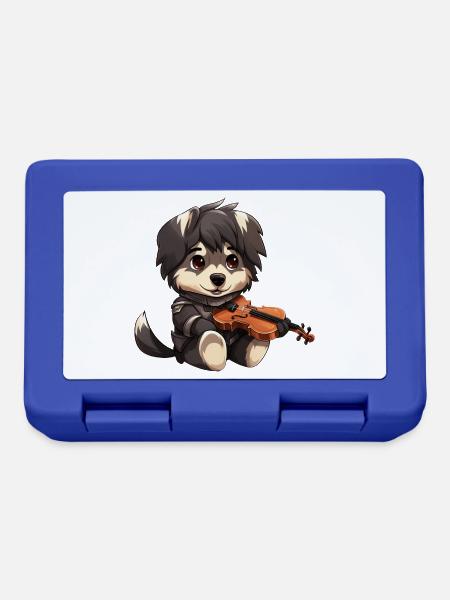 Husky Schäferhund mit Violine – Musikalisches - Brotdose - Royalblau
