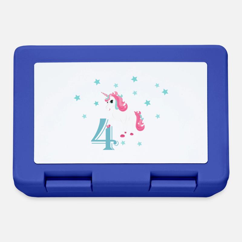 Geburtstagsshirt 4 Jahre Einhorn Mädchen Geschenk - Brotdose - Royalblau