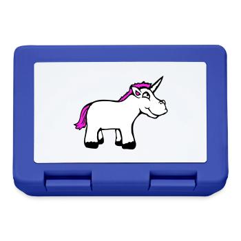 Einhorn Pink Lustig Lächeln Grinsen Cartoon Comic - Brotdose - Royalblau - Vorne