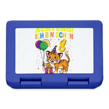 Achtung Ich Bin Schon 8 Tier Geburtstag Tiger - Brotdose - Royalblau - Vorne