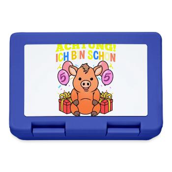 Achtung Ich Bin Schon 5 Geburtstag Warzenschwein - Brotdose - Royalblau - Vorne