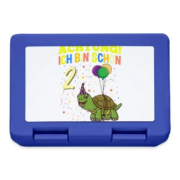 Achtung Ich Bin Schon 2 Geburtstag Schildkröte - Brotdose - Royalblau - Vorne