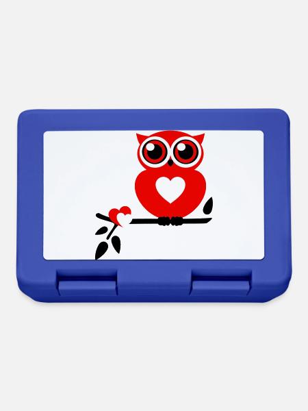 Eule Love - Brotdose - Royalblau