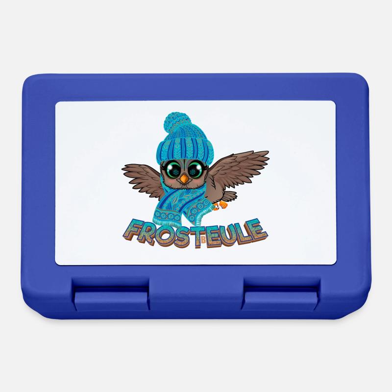 Frosteule Eule Frostbeule Herbst Winter - Brotdose - Royalblau