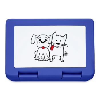 Chien Chat Deux Amis Équipe Chaton 2 Duo Équipage - Boîte à goûter - bleu royal - Devant