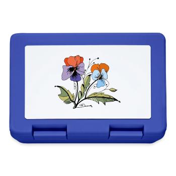 Blumen - Brotdose - Royalblau - Vorne