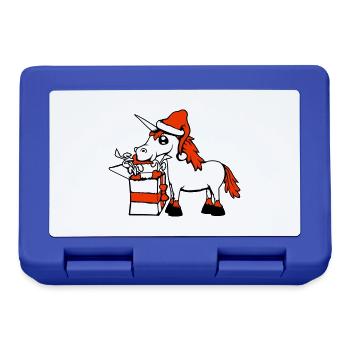 Licorne Noël Père Noël Cadeaux Chapeau - Boîte à goûter - bleu royal - Devant