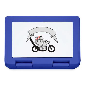 Biker sheep with banner - Lunchbox - royal blue - Front