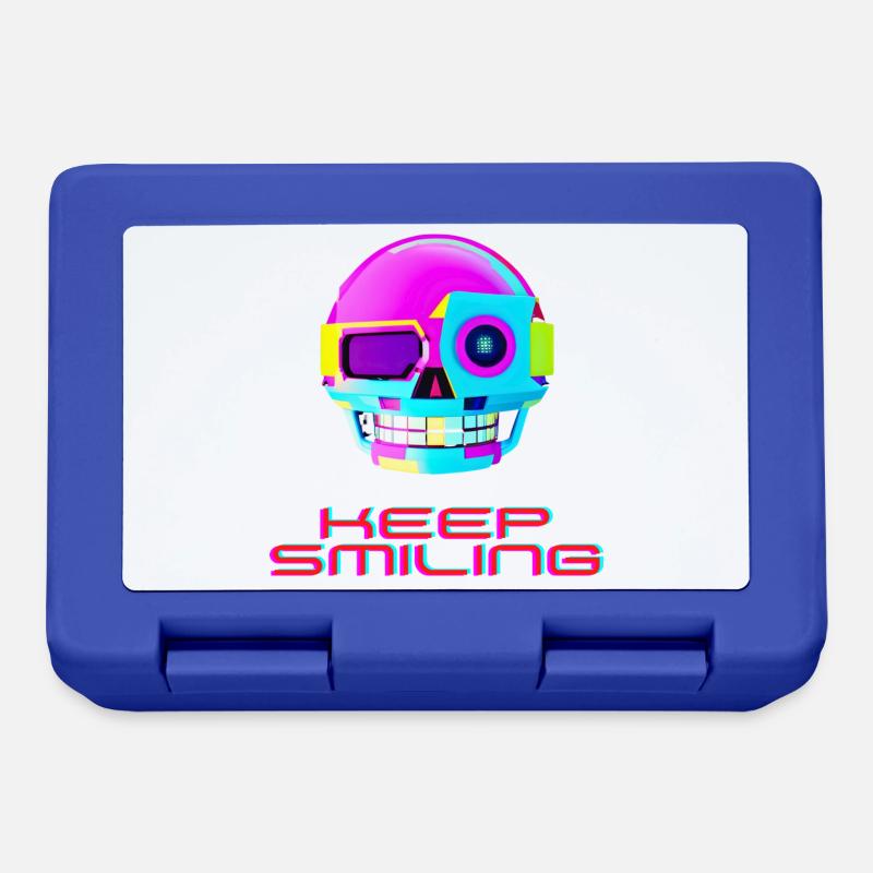 Laughing Robot Skull - Lunchbox - royal blue
