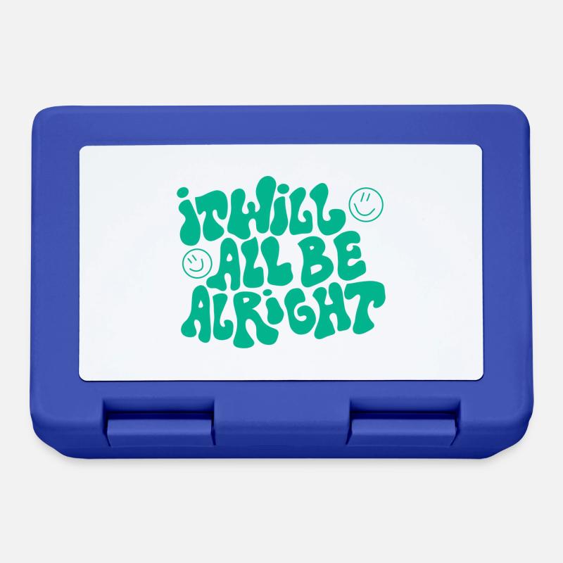 Spruch „It will all be alright“ - Brotdose - Royalblau