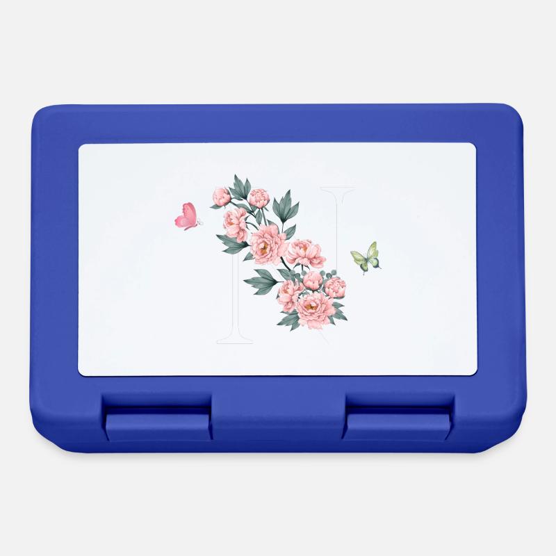 Lettre n fleurs rose - Boîte à goûter - bleu royal