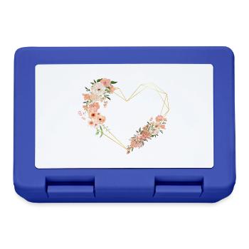 Buchstabe b florales goldenes Herz - Brotdose - Royalblau - Vorne
