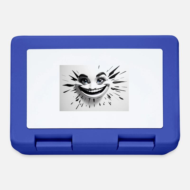 Absolute Reality crazy smile black white - Lunchbox - royal blue