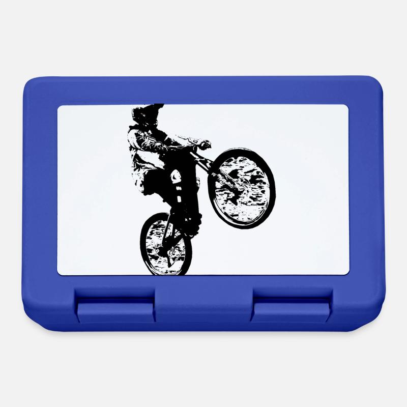 Mountainbiker, der einen Wheelie macht. - Brotdose - Royalblau