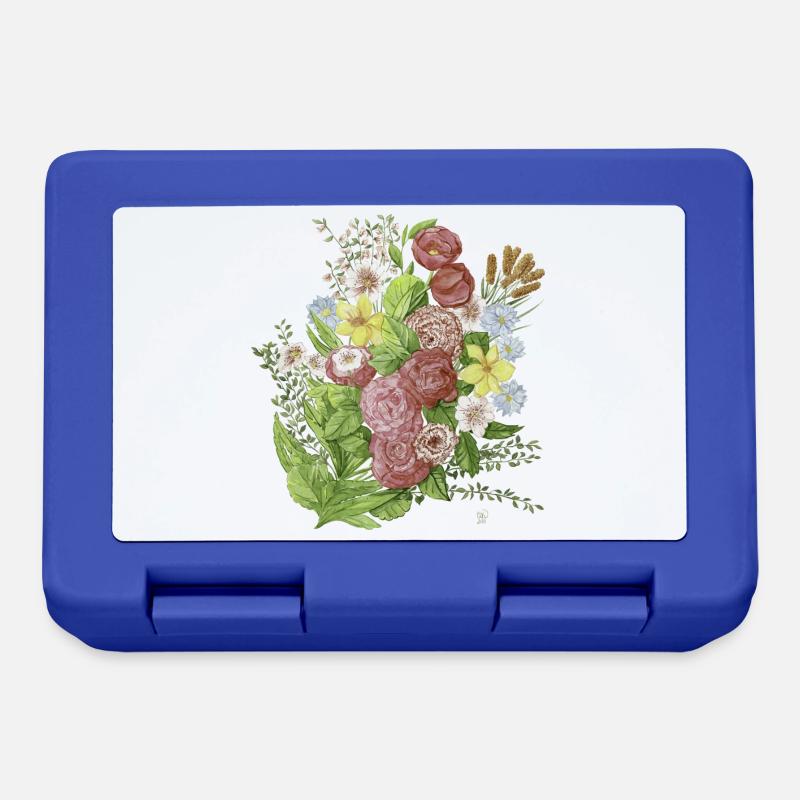 flowers - Lunchbox - royal blue