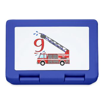 Fire engine 9th birthday - Lunchbox - royal blue - Front