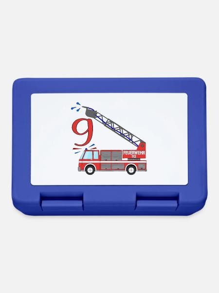 Camion de pompiers 9e anniversaire - Boîte à goûter - bleu royal