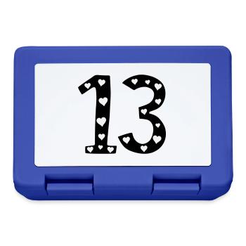 13 anniversaire avec coeur - Boîte à goûter - bleu royal - Devant