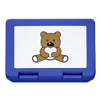 Süßer Kawaii Teddy Bär hält rotes Herz zeigt Liebe - Brotdose - Royalblau - Vorne