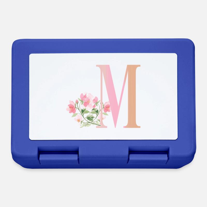 Buchstabe M mit Blumen - Brotdose - Royalblau