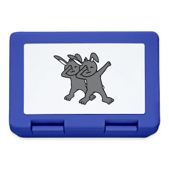 2 Bunnies Dabbing Dab Dance Pose Dancing Friends Team - Lunchbox - royal blue - Front