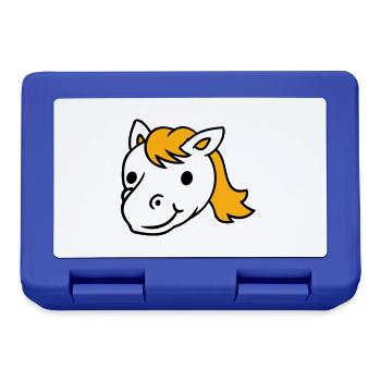 Pferd Süß Pony Fohlen Lange Haare Niedlich Comic - Brotdose - Royalblau - Vorne