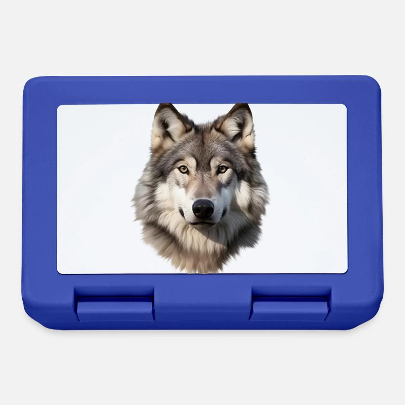 Wolf (white/grey) - Lunchbox - royal blue