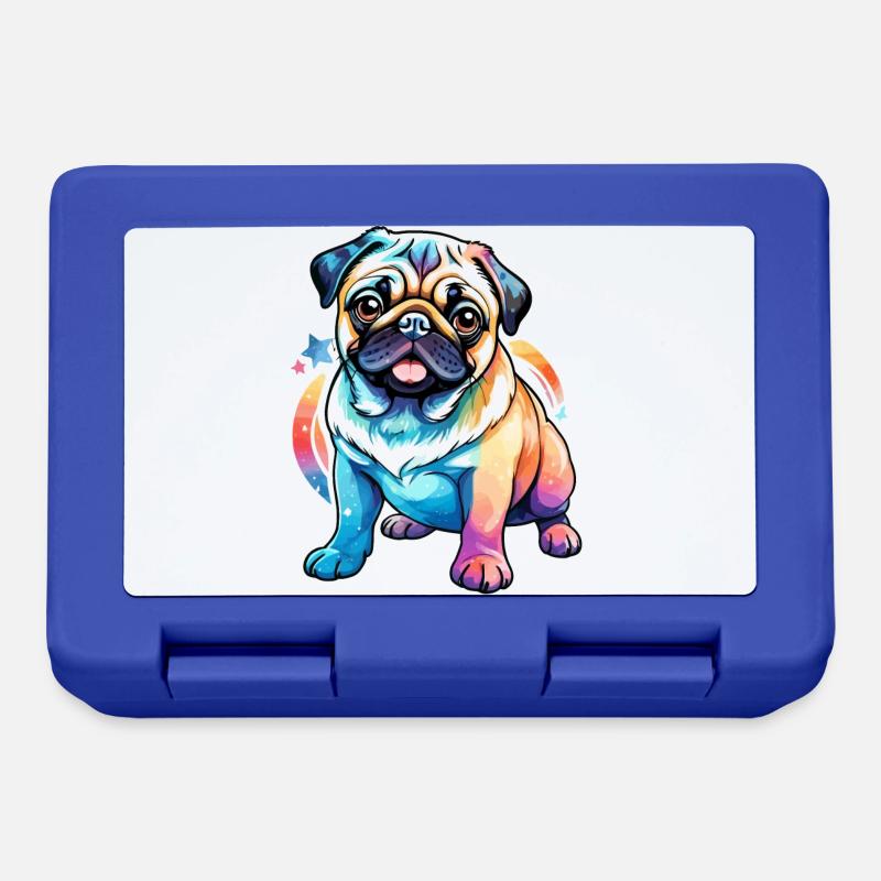 Mops Wasserfarben - Brotdose - Royalblau