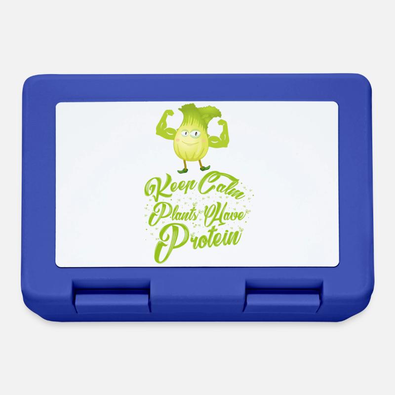 Keep Calm - Plants ont protéines - Vegan Shirt - Boîte à goûter - bleu royal