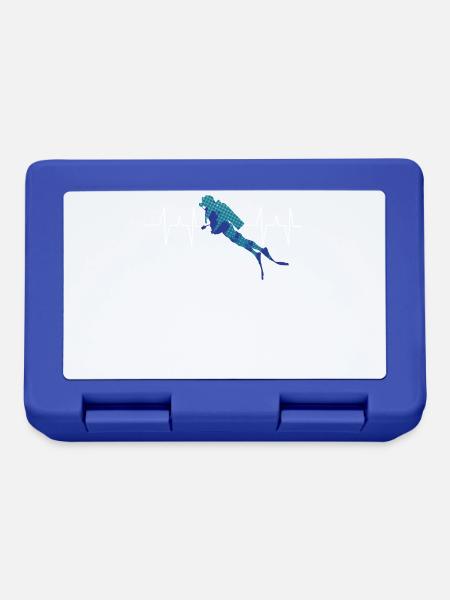 Diving - Diver - Scuba Diving - Heartbeat - Lunchbox - royal blue