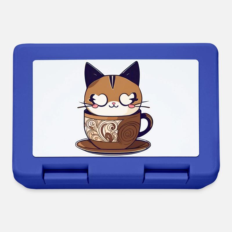 Chat de café mignon - Boîte à goûter - bleu royal