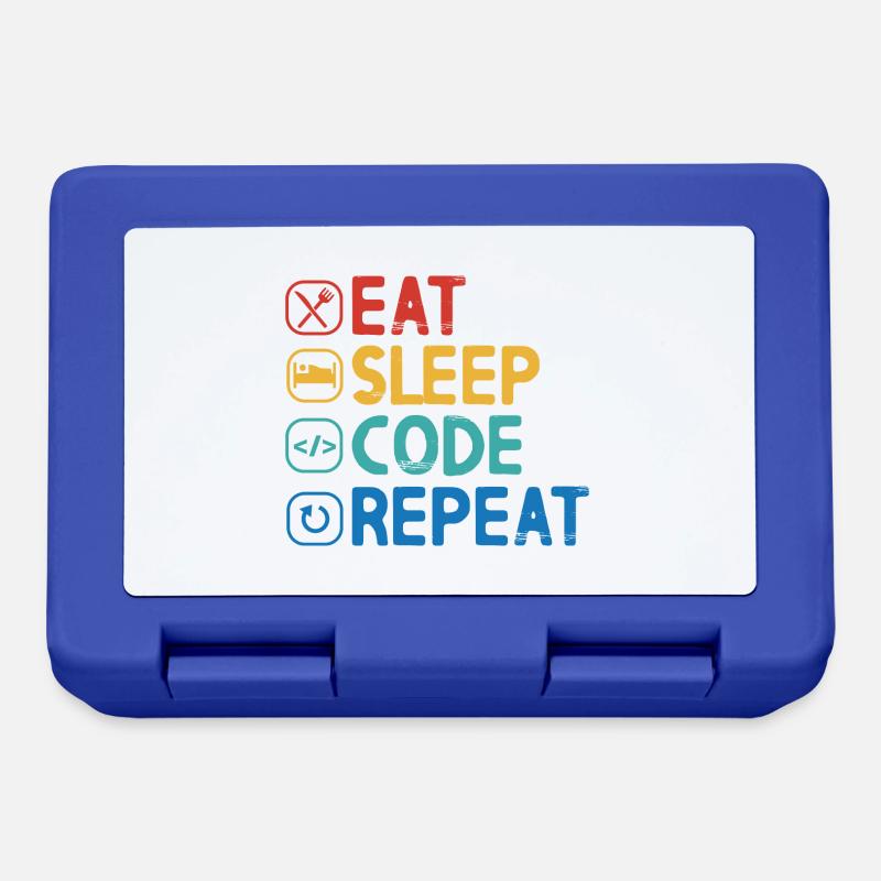 Eat Sleep Code Repeat - Brotdose - Royalblau