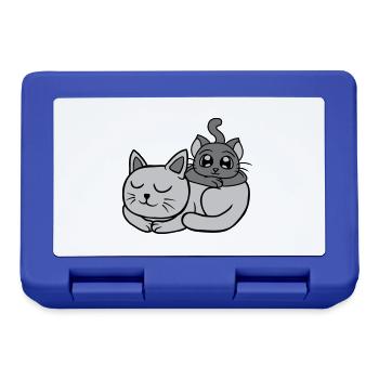 Freunde 2 Katzen aufeinander - Brotdose - Royalblau - Vorne