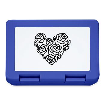 Black and White Rose Heart Illustration - Lunchbox - royal blue - Front