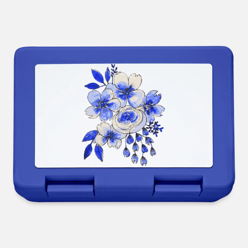 Bouquet bleu et blanc de fleurs - Boîte à goûter - bleu royal