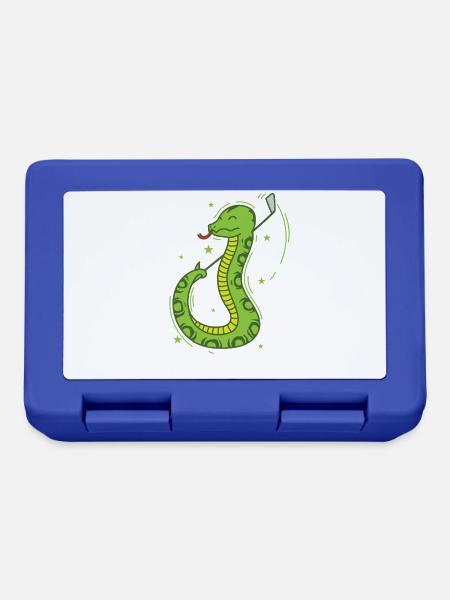 Schlange spielt Golf Reptil Tier Zoo - Brotdose - Royalblau