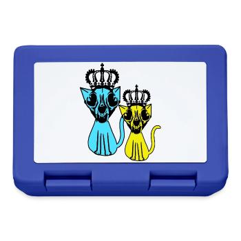 Retro Vintage Katzen 80er König Sieger 90er - Brotdose - Royalblau - Vorne
