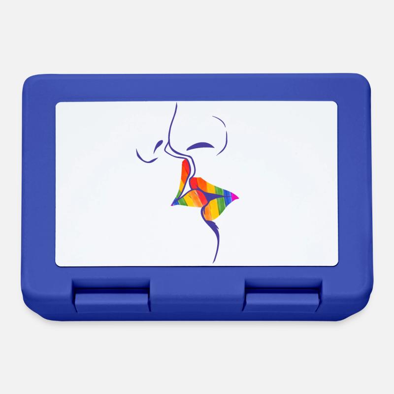 Rainbow kissing lips - Lunchbox - royal blue