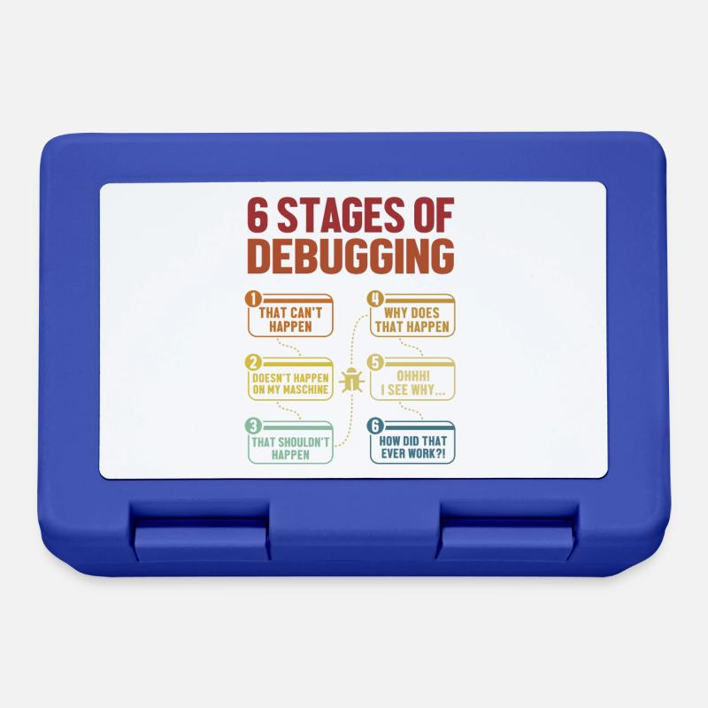 6 Stages of Debugging Softwareingenieur Coder - Brotdose - Royalblau