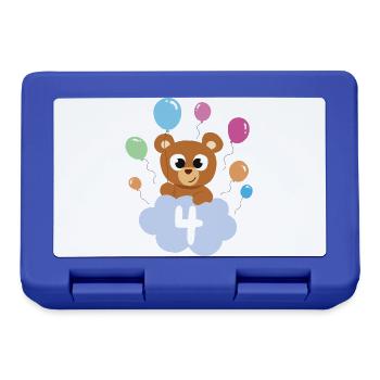 Cadeau 4 ans anniversaire garçon ou fille - Boîte à goûter - bleu royal - Devant
