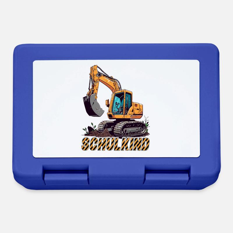 Schulkind - Baustelle und Bagger Einschulung - Brotdose - Royalblau